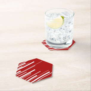 Posavasos De Papel Diagonales en Rojo y Blanco