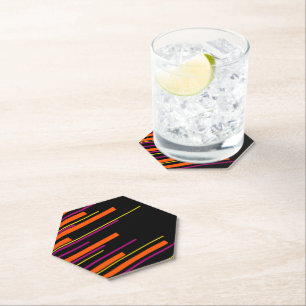 Posavasos De Papel Diagonales - Negro, Rosa, Naranja y Amarillo 