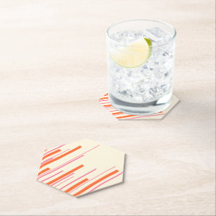 Posavasos De Papel Diagonales - Rosa, Naranja y Crema