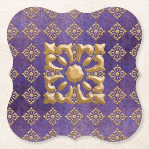 Posavasos De Papel Diamantes morados y dorados