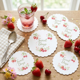 Posavasos De Papel Días Dulces Frutas Estética Papel Acuarela Costa