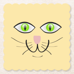Posavasos De Papel Dibujo Animado Cara Divertida Gato-29034