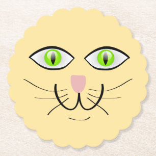 Posavasos De Papel Dibujo Animado Cara Divertida Gato-29034