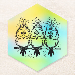 Posavasos De Papel Dibujo Animado de Pájaros Divertidos-56456