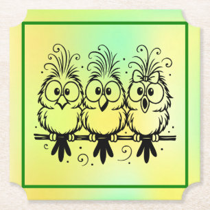 Posavasos De Papel Dibujo Animado de Pájaros Divertidos-56456