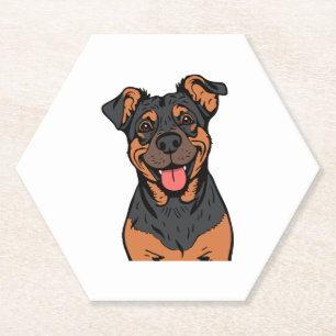 Posavasos De Papel Dibujo animado de Rottweiler feliz � Perro lindo y