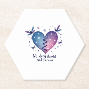 Posavasos De Papel Dibujo de corazón púrpura azulado de concienciació