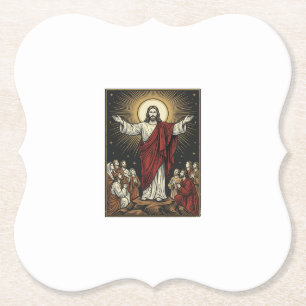 Posavasos De Papel Dibujo de Jesús Vintage Gloria Radiante Grabado Cr