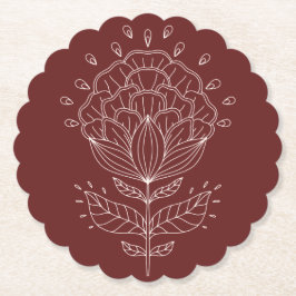 Posavasos De Papel Dibujo de la línea blanca de la flor de Lotus burg