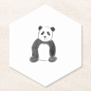 Posavasos De Papel Dibujo de panda blanco y negro lindo