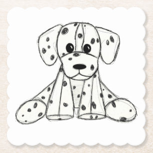 Posavasos De Papel Dibujo de perros rellenos dálmatas esquema simple 