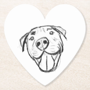 Posavasos De Papel dibujo de pitbull simple amantes de perros blanco