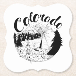 Posavasos De Papel Dibujo de tinta de camper de montaña de Colorado