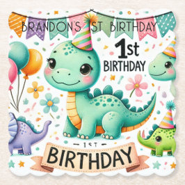 Posavasos De Papel Dinosaur Dino Fiesta de cumpleaños 1