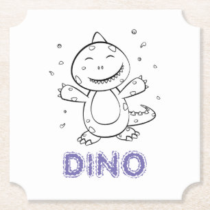 Posavasos De Papel Dinosaurio - Animal de arte esbozado en blanco y n