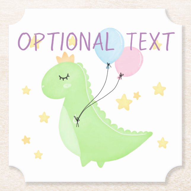 Posavasos De Papel Dinosaurio con globos (Anverso)