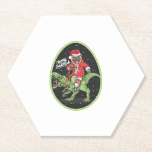 Posavasos De Papel Dinosaurio en Santa Riding T rex sobre huevo de ni