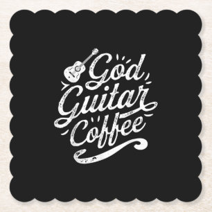Posavasos De Papel Dios Guitarra Coffee Music Lover Gracioso Cristian