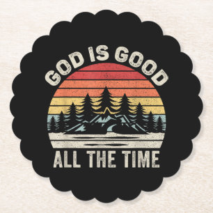 Posavasos De Papel Dios Retro Vintage es bueno todo el tiempo cristia