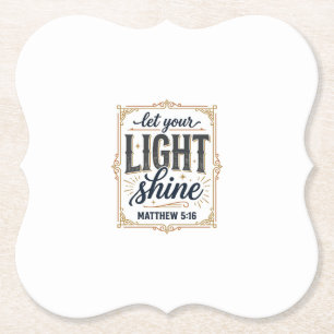 Posavasos De Papel Diseño Cristiano Deja Que Tu Luz Brille Mateo 5_16