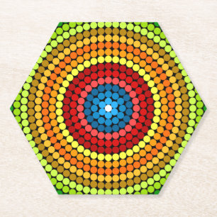 Posavasos De Papel Diseño de arte de mandala abstracto punteado-65904