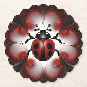 Posavasos De Papel Diseño de arte de mariquita abstracta,
