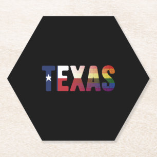 Posavasos De Papel Diseño de bandera arcoiris en Texas para orgulloso
