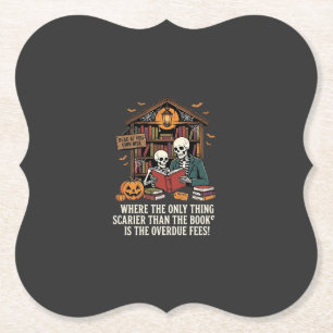 Posavasos De Papel Diseño de biblioteca de esqueleto de Halloween par