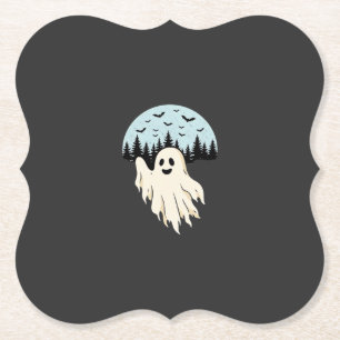 Posavasos De Papel Diseño de bosque de luna de fantasma de Halloween_