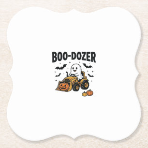 Posavasos De Papel Diseño de bulldozer fantasma de Halloween Boo-Doze
