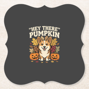 Posavasos De Papel Diseño de calabaza Corgi Halloween Hey There