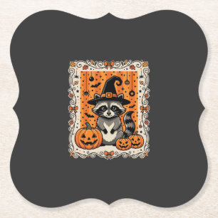 Posavasos De Papel Diseño de calabaza de Halloween de mapache espeluz