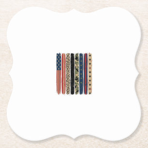 Posavasos De Papel Diseño de camisa a rayas camuflaje leopardo patrió