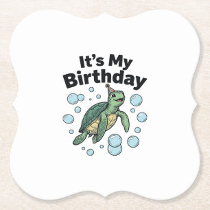 Posavasos De Papel Diseño de camisa de cumpleaños de tortuga marina_1