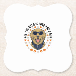 Posavasos De Papel Diseño de camiseta con huella de pata de Retriever