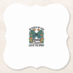Posavasos De Papel Diseño de camiseta cristiana de mariposa bendita (