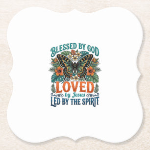 Posavasos De Papel Diseño de camiseta cristiana de mariposa bendita_1