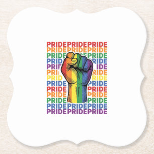 Posavasos De Papel Diseño de camiseta de arcoíris de puño levantado V