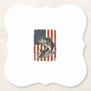 Posavasos De Papel Diseño de camiseta de bandera americana de pesca d