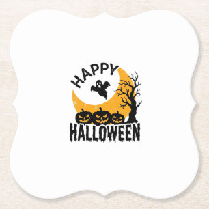Posavasos De Papel Diseño de camiseta de calabaza fantasma Feliz Hall