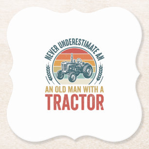 Posavasos De Papel Diseño de camiseta de cita de hombre viejo tractor