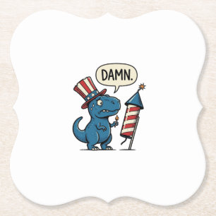 Posavasos De Papel Diseño de camiseta de fuegos artificiales T-Rex pa