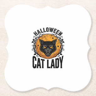 Posavasos De Papel Diseño de camiseta de gato negro vintage de la dam