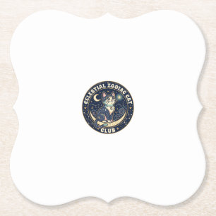 Posavasos De Papel Diseño de camiseta de gato zodiacal celestial lind