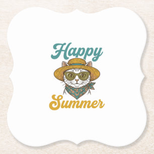 Posavasos De Papel Diseño de camiseta de grabado vintage de gato de v