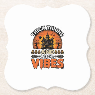 Posavasos De Papel Diseño de camiseta de Halloween Thick Thighs Witch