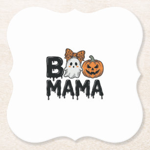 Posavasos De Papel Diseño de camiseta de Mama Boo Halloween Fantasma