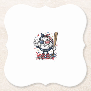 Posavasos De Papel Diseño de camiseta de mascota de béisbol patriota