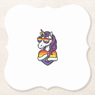 Posavasos De Papel Diseño de camiseta de orgullo de corazón de unicor