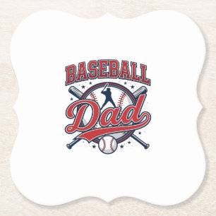 Posavasos De Papel Diseño de camiseta de papá de béisbol vintage_1